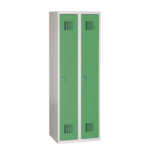 Svařovaná šatní skříň Danny, 2 oddíly, tříbodový zámek, šedá/zelená