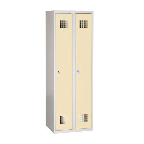 Svařovaná šatní skříň Danny, 2 oddíly, tříbodový zámek, šedá/béžová