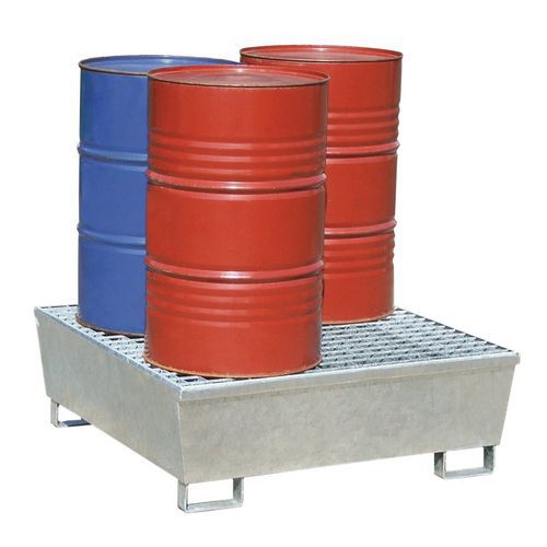 Ocelová záchytná vana Manutan Expert, pro 4 sudy, kapacita 440 l, pozink