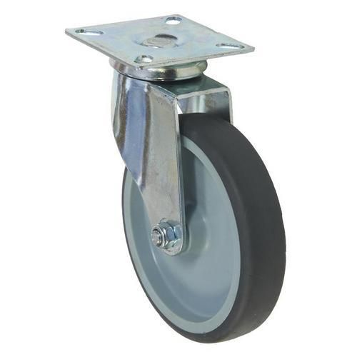 Gumové přístrojové kolo s přírubou, průměr 125 mm, otočné, kluzné ložisko