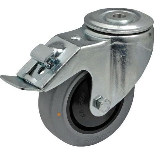 Antistatické gumové přístrojové kolo se středovým otvorem, průměr 80 mm, otočné s brzdou, kuličkové ložisko