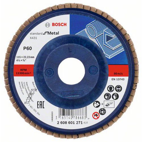Bosch - Lamelový brusný kotouč X431, Standard for Metal 115 mm, 22,23 mm, 60, 10 BAL