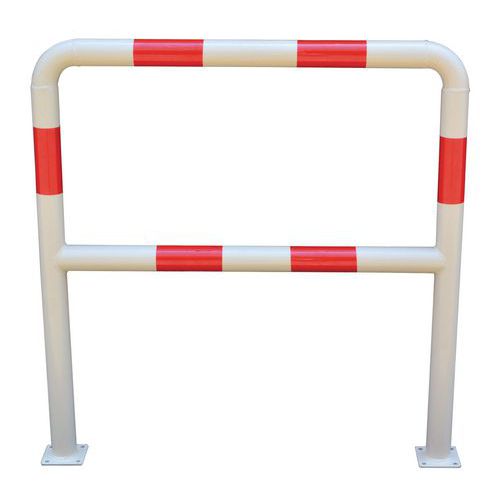 Kovová zábrana Manutan Expert, délka 100 cm, průměr 38 mm, bílá/červená