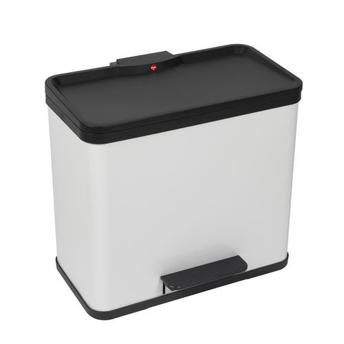 Kovový odpadkový koš Hailo Duo na tříděný odpad, objem 17+ 9 l, bílý