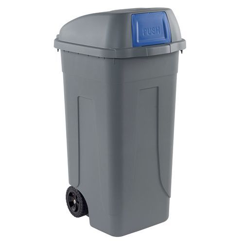 Plastová venkovní popelnice, objem 100 l, šedá/modrá