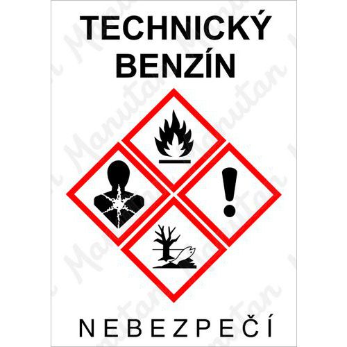 Technický benzín, samolepka 52 x 74 x 0,1 mm