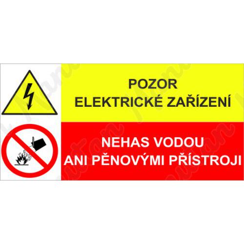 Pozor elektrické zařízení, samolepka 75 x 50 x 0,1 mm