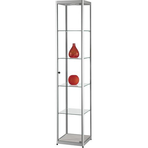 Skleněná produktová vitrína Manutan Expert, 200 x 40 x 40 cm, stříbrná