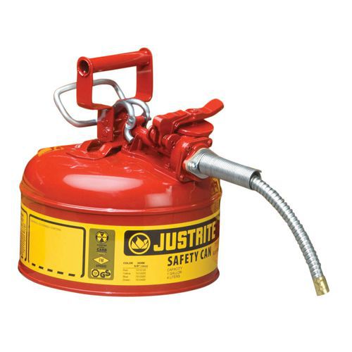 Bezpečnostní nádoba na hořlaviny Justrite s hadicí, červená, 4 l