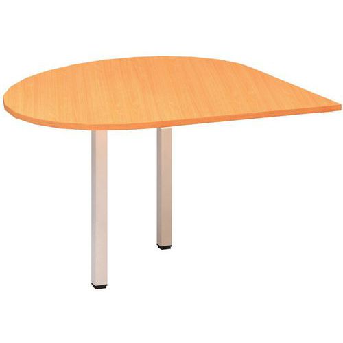 Stolová přístavba Alfa 200 s bílým podnožím, 120 x 120 x 74,2 cm, kapka, pravé provedení, dezén buk Bavaria