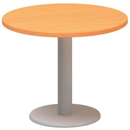 Kruhový konferenční stůl Alfa 400 s šedým podnožím, 70 x 50,7 cm, dezén buk Bavaria