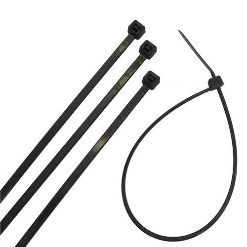 TOPTRADE pásek plastový, černý, stahovací, se zámkem, 50 ks, 120 x 2,5 mm