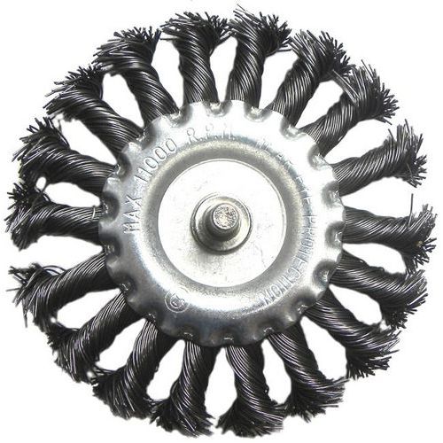 Kartáč okružní copánkový, 100mm, vlnité drát S 0,5mm, stopka 6mm GEKO