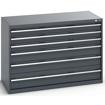 Dílenská zásuvková skříň Bott Cubio 200, 90 x 130 x 65 cm, 6 zásuvek, antracit-antracit