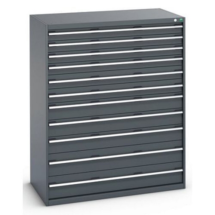 Dílenská zásuvková skříň Bott Cubio 200, 160 x 130 x 75 cm, 11 zásuvek, antracit-antracit