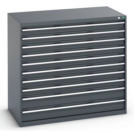 Dílenská zásuvková skříň Bott Cubio 200, 120 x 130 x 75 cm, 10 zásuvek, antracit-antracit