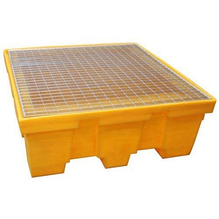 Plastová záchytná vana EMP s roštem, žlutá, 450 l, pozinkovaný rošt