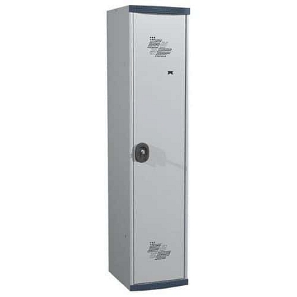 Svařovaná šatní skříň s mezistěnou Acial, 1 oddíl, 400 mm, cylindrický zámek, šedá/šedá