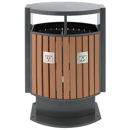 Venkovní koš na tříděný odpad 2 x 39 l dřevěný