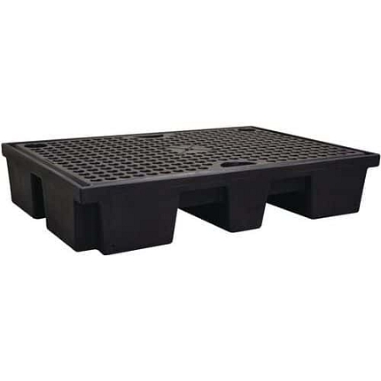 Plastová záchytná vana z recyklovaného PE - Manutan Expert, kapacita 120 l, polyethylenový rošt