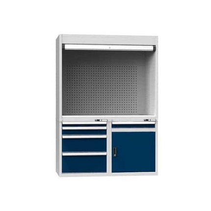 Kontrolní pracoviště, 1462 x 753 x 2069 mm, šedá-tmavě modrá