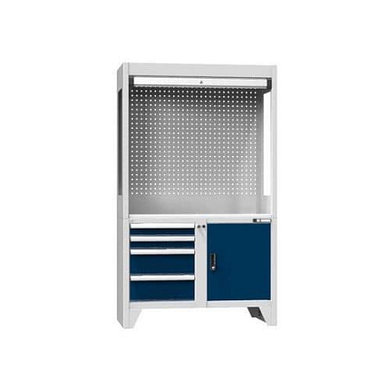 Kontrolní pracoviště, 1200 x 800 x 2030 mm, šedá-tmavě modrá