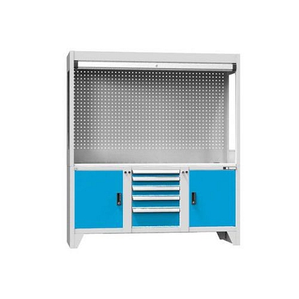 Kontrolní pracoviště, 1800 x 800 x 2030 mm, šedá-modrá