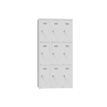 Kovová šatní skříň, 9 boxů, 1850 x 900 x 500 mm, šedá/šedá