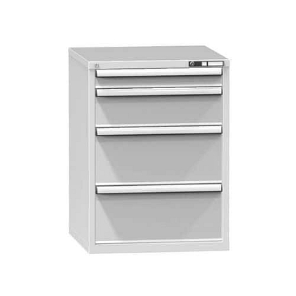 Dílenská zásuvková skříň ZB, 990 x 731 x 753 mm, 4 zásuvky, šedá/šedá