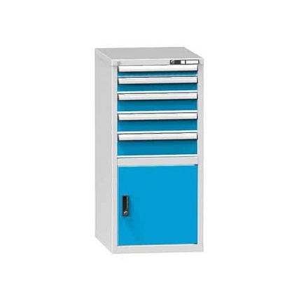 Zásuvková skříň ZE2, 578 x 753 x 1215 mm, šedá-modrá