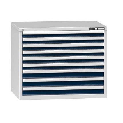 Dílenská zásuvková skříň ZG, 9 zásuvek, 840 x 1037 x 753 mm, šedá/tmavě modrá