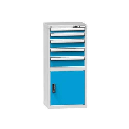 Zásuvková skříň ZN2, 578 x 464 x 1215 mm, šedá-modrá