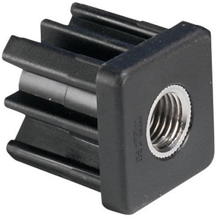 Zásuvná koncovka CALDIC pro čtyřhranné trubky, 40 x 40 mm, průměr 12 mm