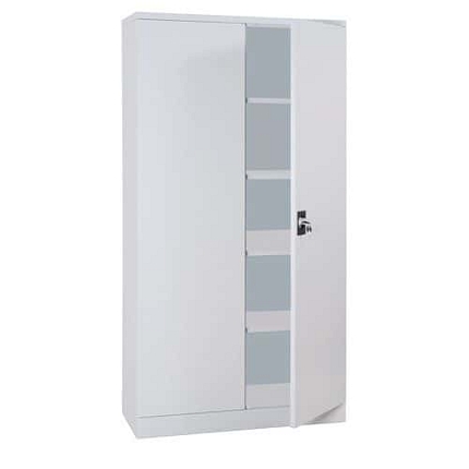 Vysoká kovová spisová skříň Manutan Expert Steel, 195 x 100 x 42,3 cm, šedá/šedá