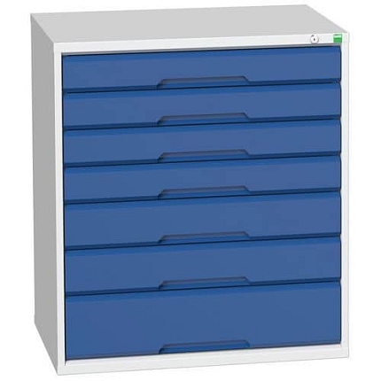 Dílenská zásuvková skříň Bott Verso, 90 x 80 x 55 cm, 7 zásuvek, šedá-modrá