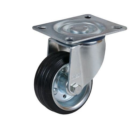 Gumové transportní kolo s přírubou, průměr 80 mm, otočné, válečková ložiska