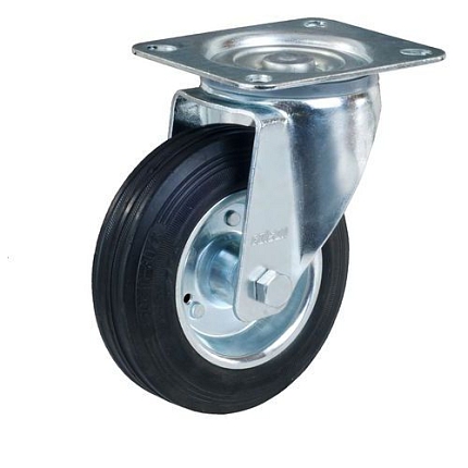 Gumové transportní kolo s přírubou, průměru 200 mm, otočné, válečková ložiska