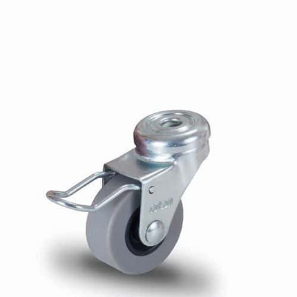 Gumové termoplastické transportní kolo se středovým otvorem, průměr 40 mm, otočné, kluzná ložiska