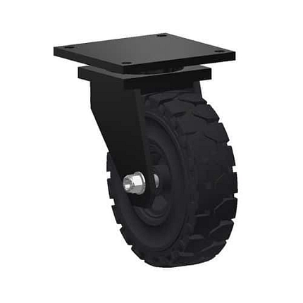 Gumové transportní kolo s přírubou, průměr 122 mm, otočné, kuličková ložiska