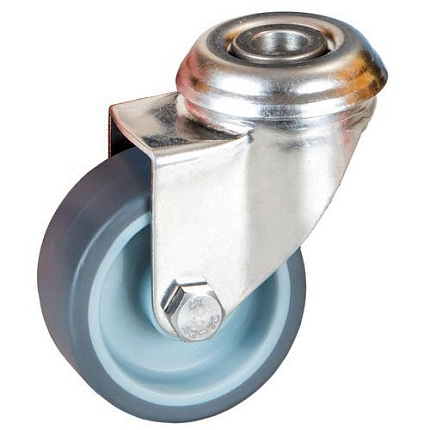 Gumové transportní kolo se středovým otvorem, průměr 125 mm, otočné, kluzné ložisko