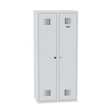 Svařovaná šatní skříň Rachel, 2 oddíly, šířka 800 mm, cylindrický zámek, šedá/šedá