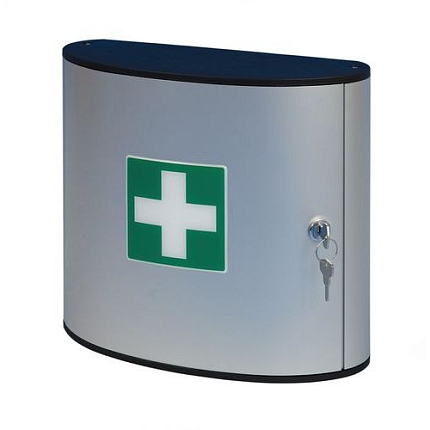 Kovová nástěnná lékárnička, uzamykatelná, 28 x 30,2 x 11,8 cm