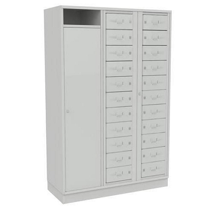 Svařované sběrné a přihrádkové skříně Alan, 3 oddíly, cylindrický zámek