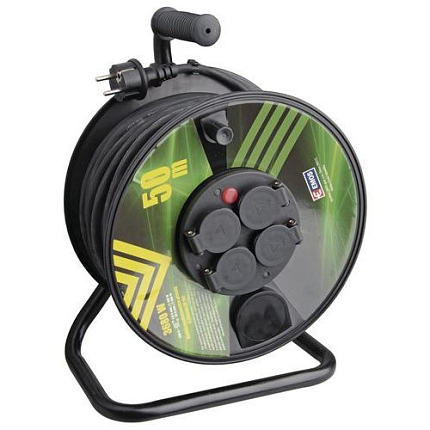 Gumový prodlužovací kabel na bubnu, 4 zásuvky, 50 m