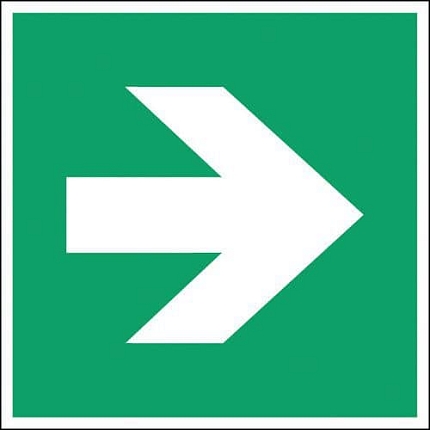 Čtvercová evakuační značka – Směrová šipka doprava – Fotoluminiscenční a pevná