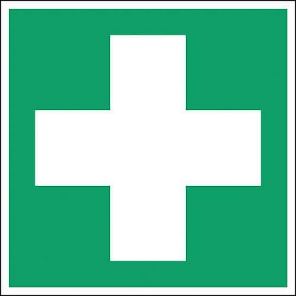 Čtvercové nouzové a evakuační značky – První pomoc, 200 x 200 mm – fotoluminiscenční, polypropylen