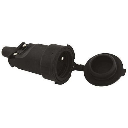 Gumová zásuvka pro prodlužovací kabel, černá