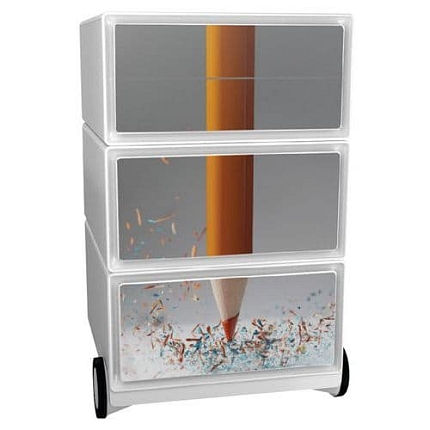 Mobilní kontejner Manutan Expert Easy Office, 4 zásuvky, 64,2 x 39 x 43,6 cm, tužka