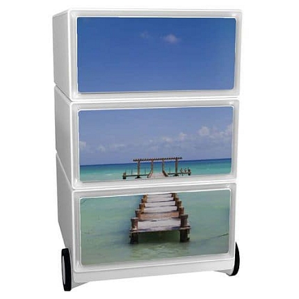 Mobilní kontejner Manutan Expert Easy Office, 3 zásuvky, 64,2 x 39 x 43,6 cm, ponton