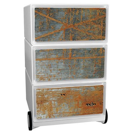 Mobilní kontejner Manutan Expert Easy Office, 3 zásuvky, 64,2 x 39 x 43,6 cm, rez